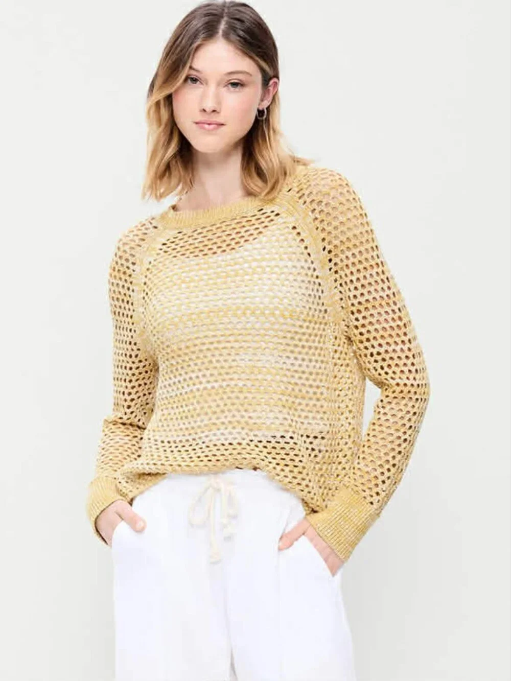Old Navy Seaside Cotton Open-Knit Raglan Sweater Medium